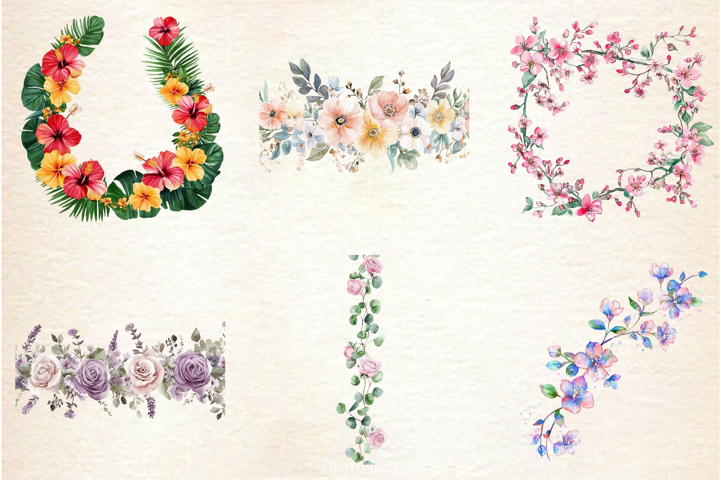 Flower Garland Clipart Bundle - CraftNest - Digital Crafting and Art