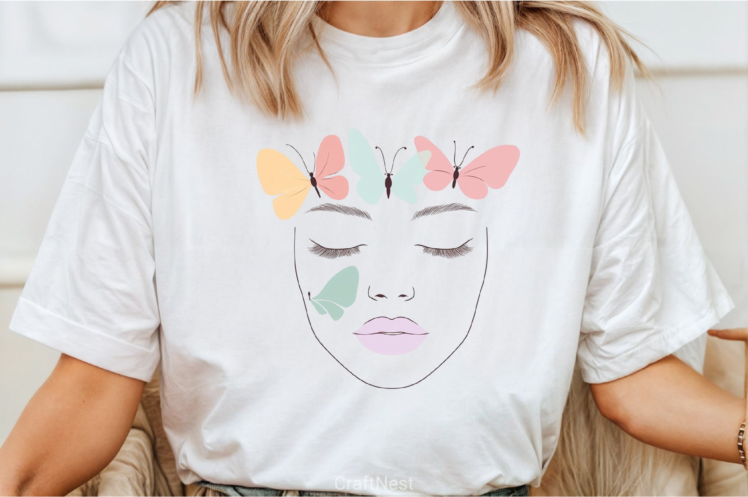 Girl's Face with Butterfly Clipart Bundle - CraftNest - Digital Crafting and Art