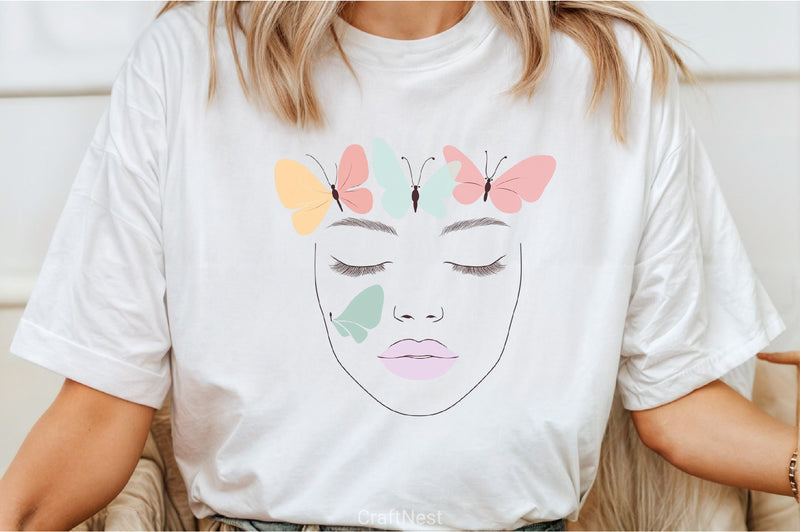 Girl's Face with Butterfly Clipart Bundle - CraftNest - Digital Crafting and Art