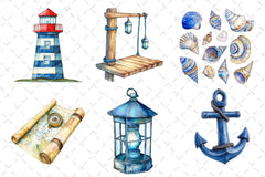 Blue Nautical Collection Clipart Bundle - CraftNest - Digital Crafting and Art