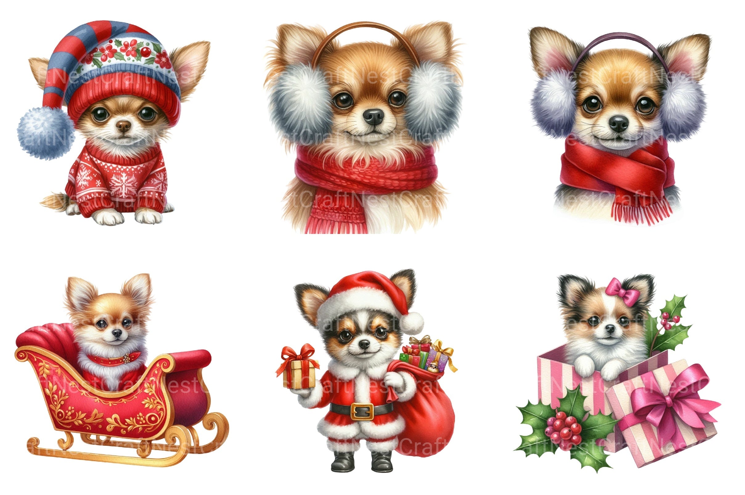 Christmas Chihuahua Clipart - CraftNest - Digital Crafting and Art