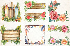 Summer Wood Border Clipart Bundle - CraftNest - Digital Crafting and Art