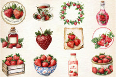 Vintage Strawberry Clipart Bundle - CraftNest - Digital Crafting and Art