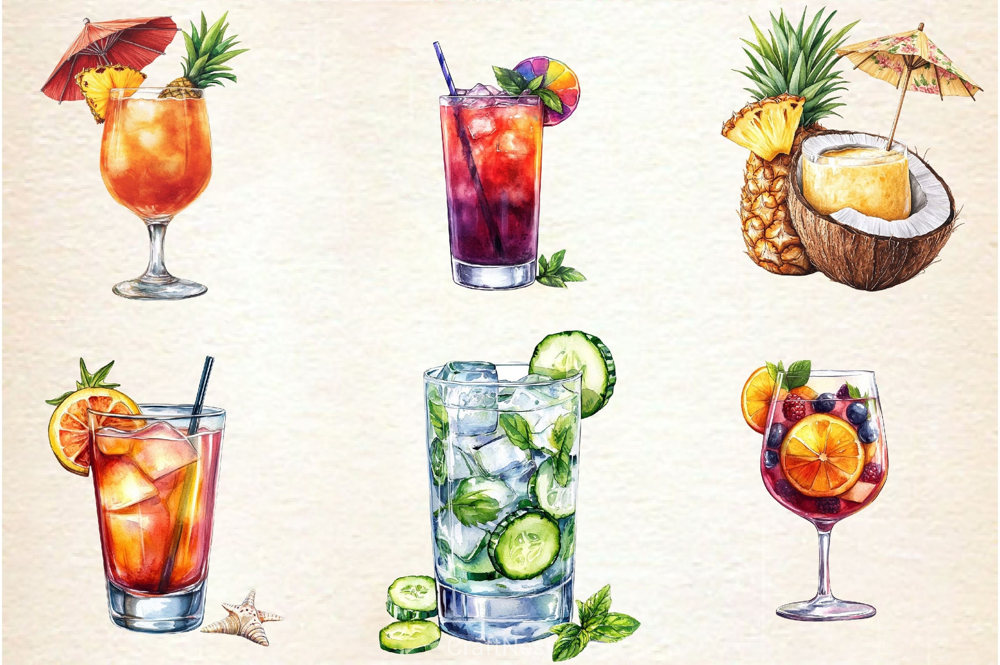 Summer Cocktail Clipart Bundle 2 - CraftNest - Digital Crafting and Art