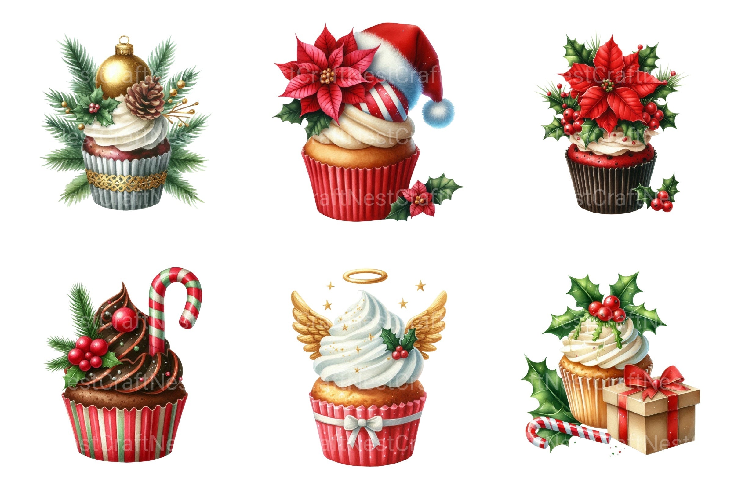 Christmas Cupcakes & Sweets Clipart Bundle - CraftNest - Digital Crafting and Art