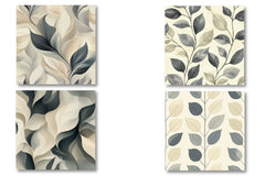 Gray Beige Artistic Leaves Digital Background Clipart Bundle - CraftNest - Digital Crafting and Art