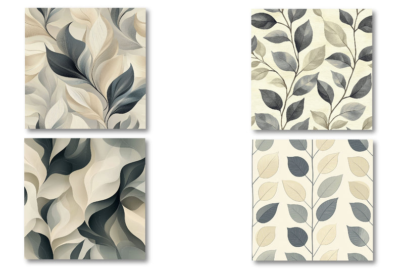Gray Beige Artistic Leaves Digital Background Clipart Bundle - CraftNest - Digital Crafting and Art