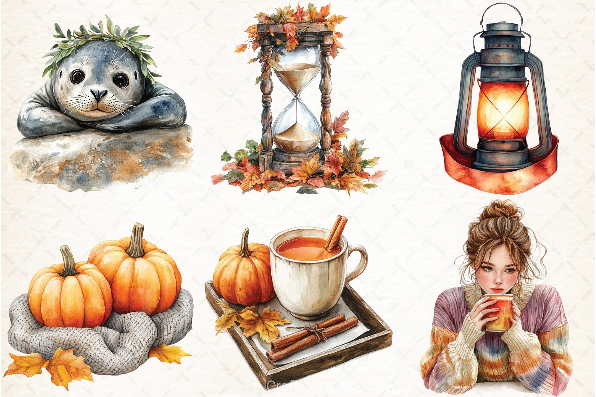 Coastal Autumn Clipart Bundle - CraftNest - Digital Crafting and Art