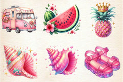 Pink Summer Clipart Bundle 6 - CraftNest - Digital Crafting and Art