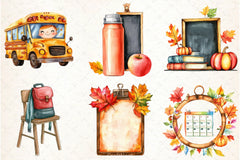 Autumn School Clipart Bundle - CraftNest - Digital Crafting and Art