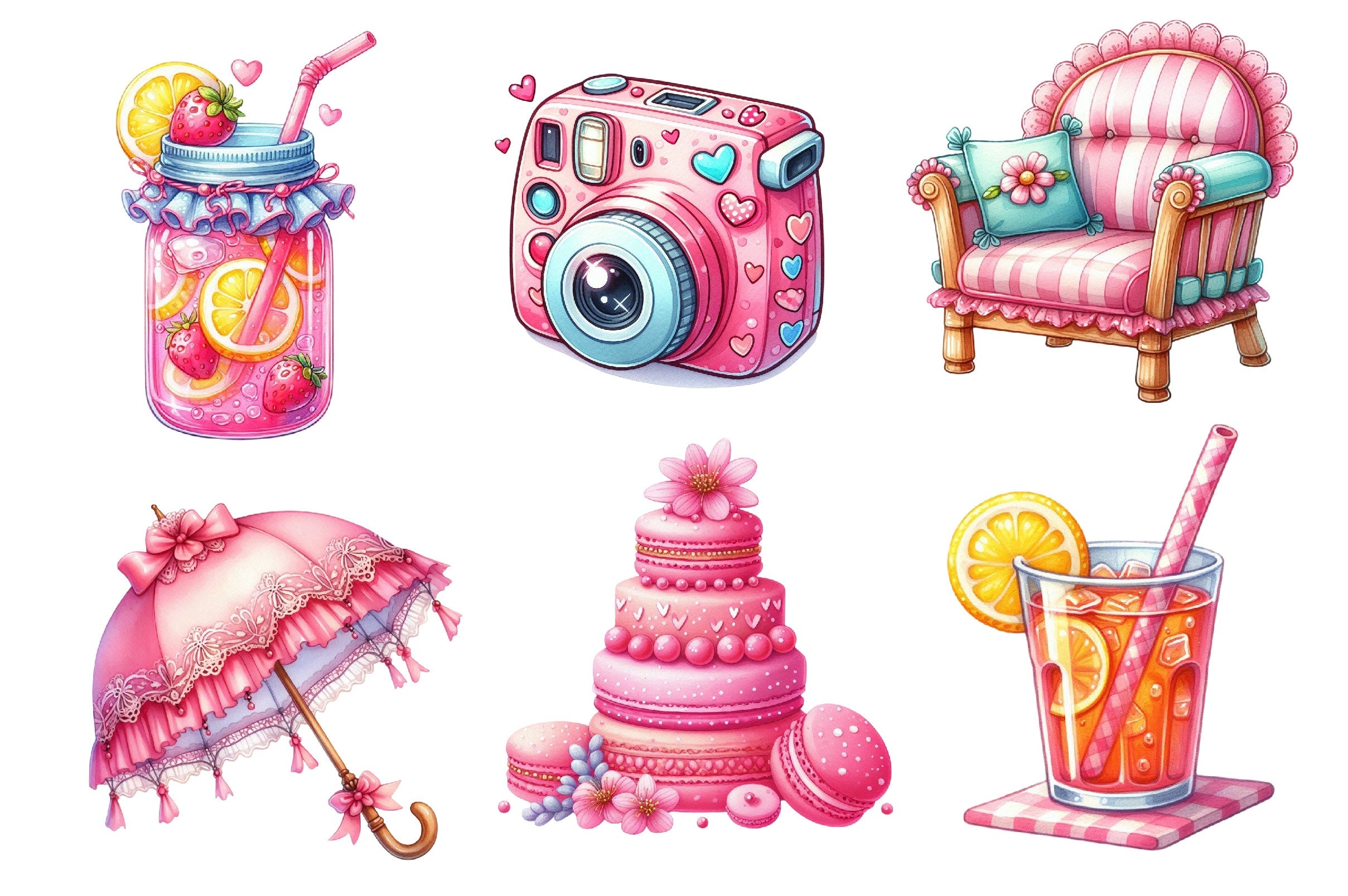 Pink Coquette Hello Summer Clipart Bundle - CraftNest - Digital Crafting and Art