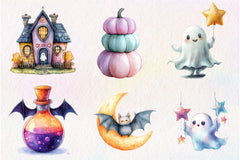 Cute Pastel Spooky Halloween Clipart Bundle - CraftNest - Digital Crafting and Art