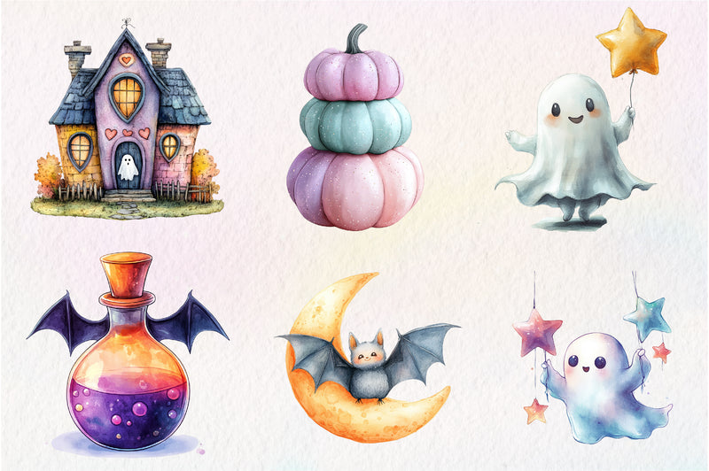 Cute Pastel Spooky Halloween Clipart Bundle - CraftNest - Digital Crafting and Art