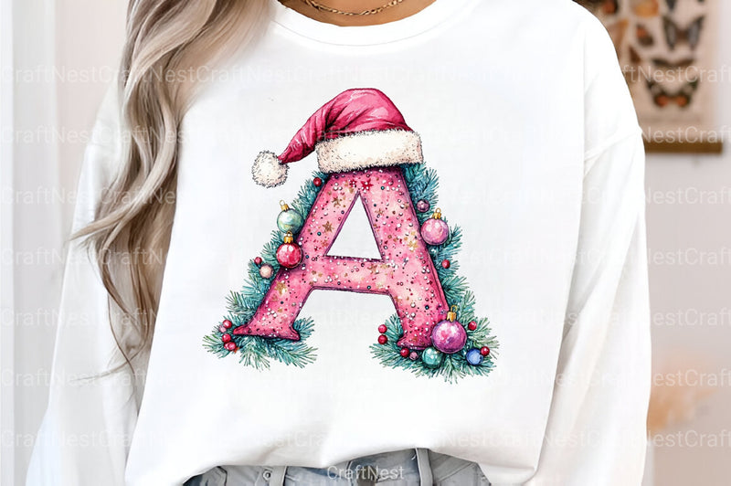 Christmas Alphabet Letters Reindeer Santa Snowman Clipart Bundle - CraftNest - Digital Crafting and Art