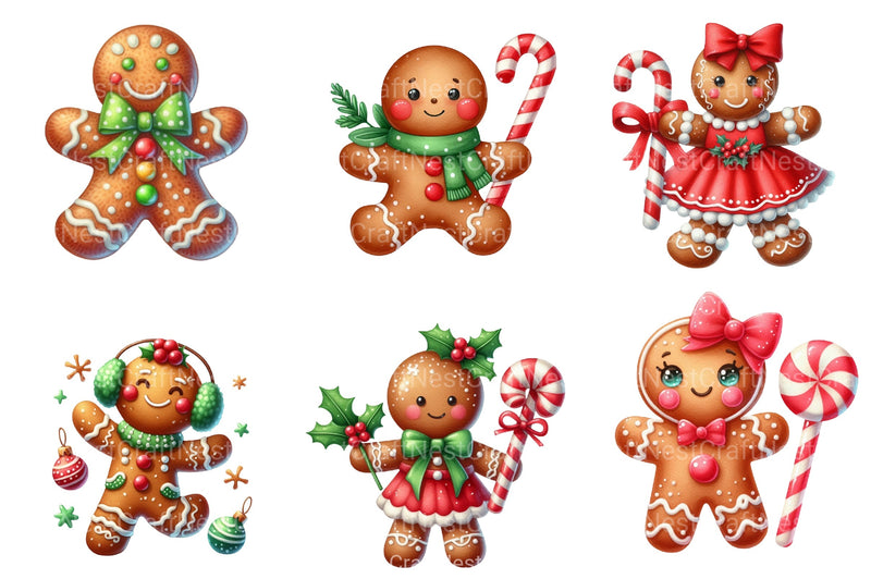 Gingerbread Man Festive Cookie Holiday Printables Christmas Clipart Bundle - CraftNest - Digital Crafting and Art