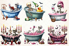 Skeleton Drinking Wine Clipart Bundle - CraftNest - Digital Crafting and Art
