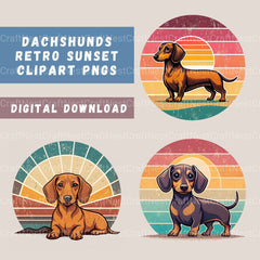 Dachshund Retro Sunset Clipart Bundle - CraftNest - Digital Crafting and Art