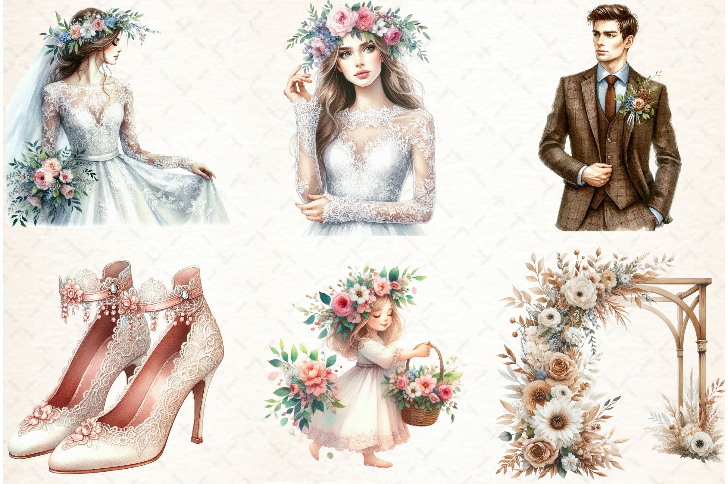 Nordic Wedding Clipart Bundle - CraftNest - Digital Crafting and Art