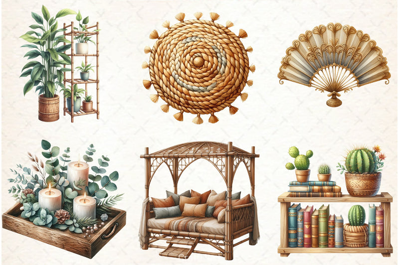 Boho Interior Clipart Bundle - CraftNest - Digital Crafting and Art