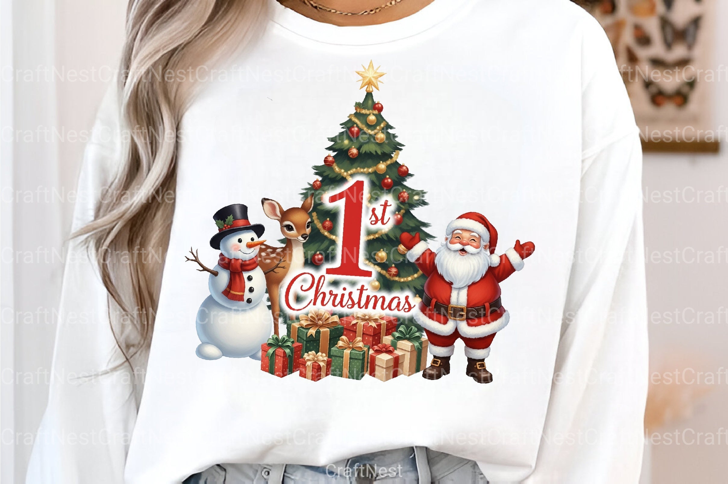 Red Santa Claus First Christmas Clipart Bundle - CraftNest - Digital Crafting and Art