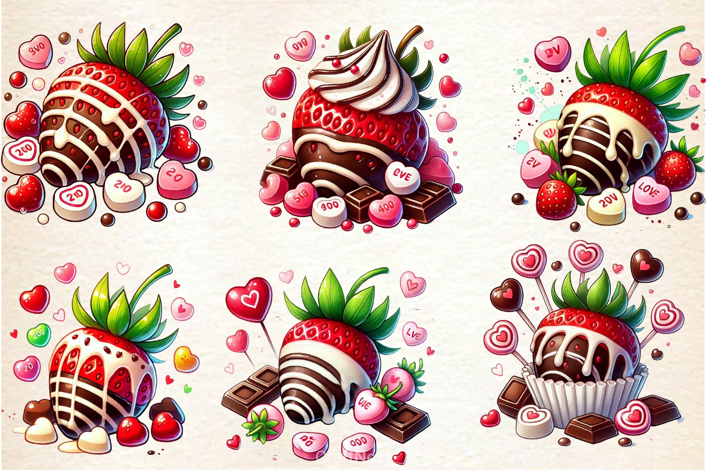Valentine Chocolate Strawberry Clipart Bundle - CraftNest - Digital Crafting and Art