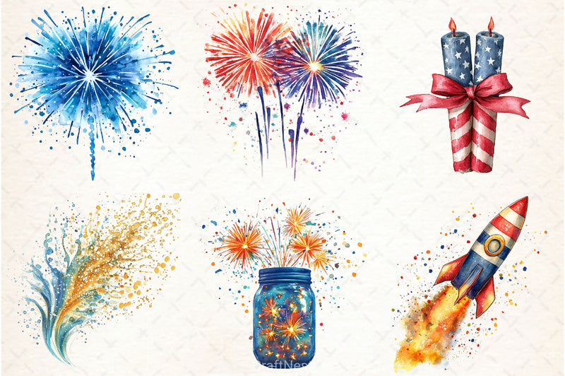 4th of July Fireworks Clipart Bundle 2 - CraftNest - Digital Crafting and Art
