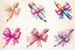 Colorful Coquette Pencil School Clipart Bundle - CraftNest - Digital Crafting and Art