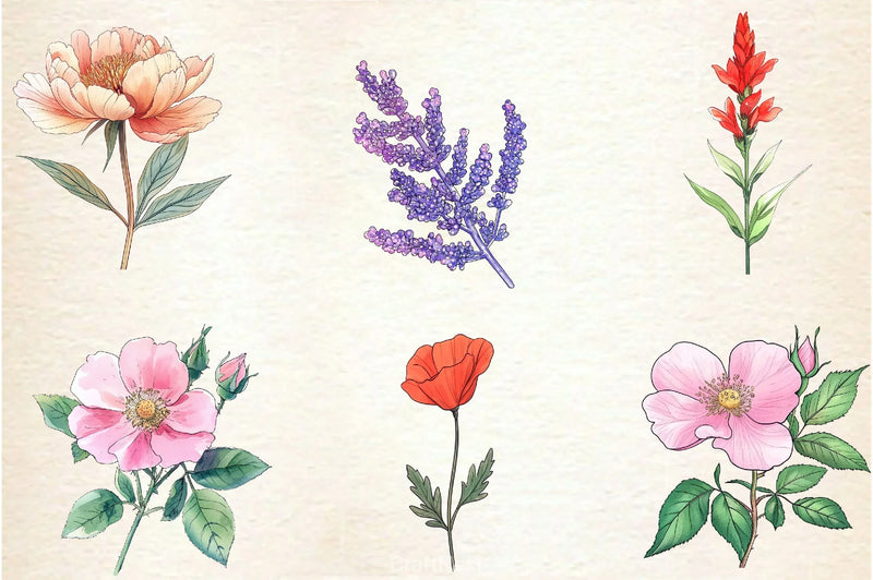 Single Wildflower Clipart Bundle - CraftNest - Digital Crafting and Art