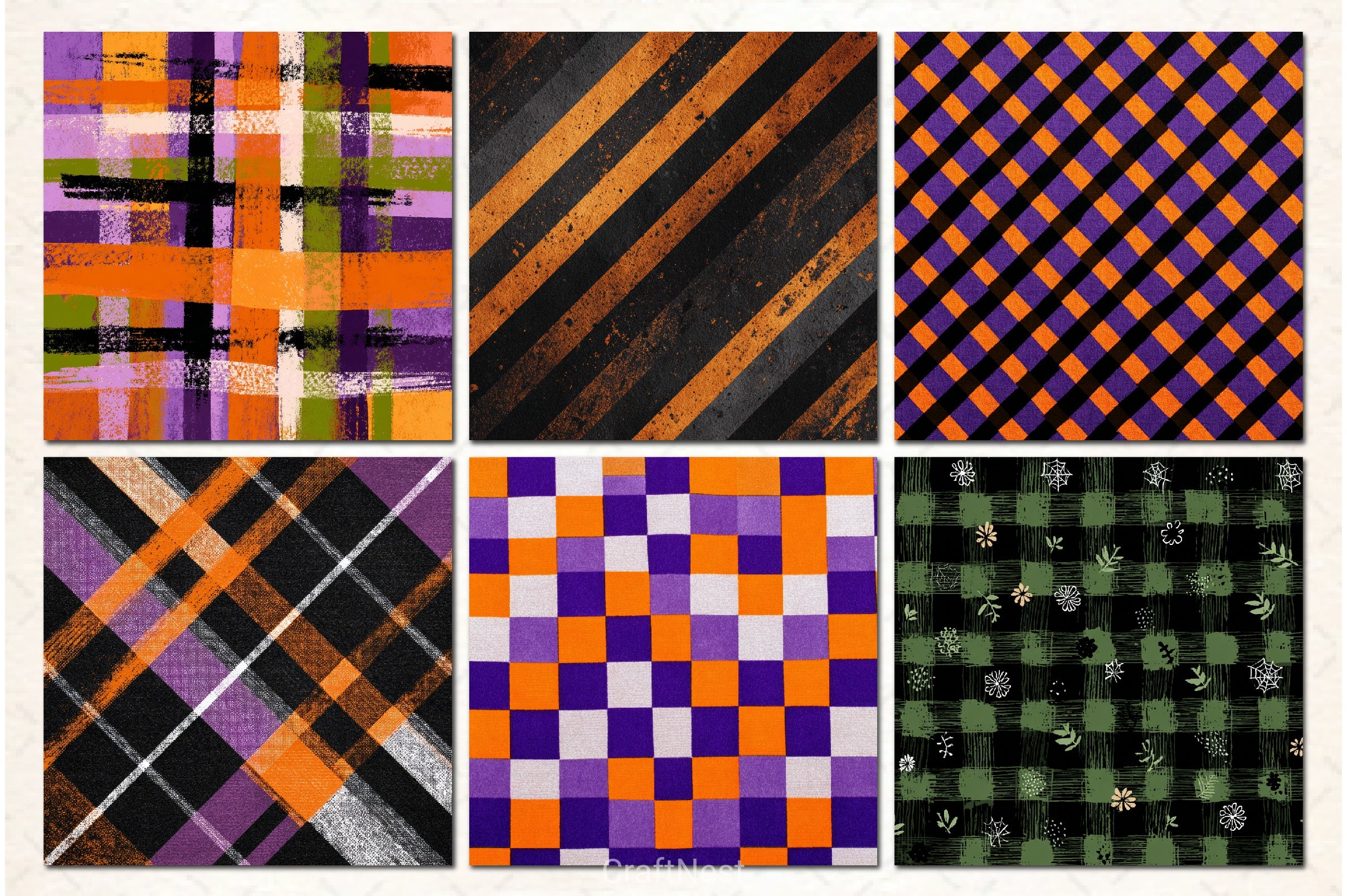 Plaid Halloween Digital Papers - CraftNest - Digital Crafting and Art