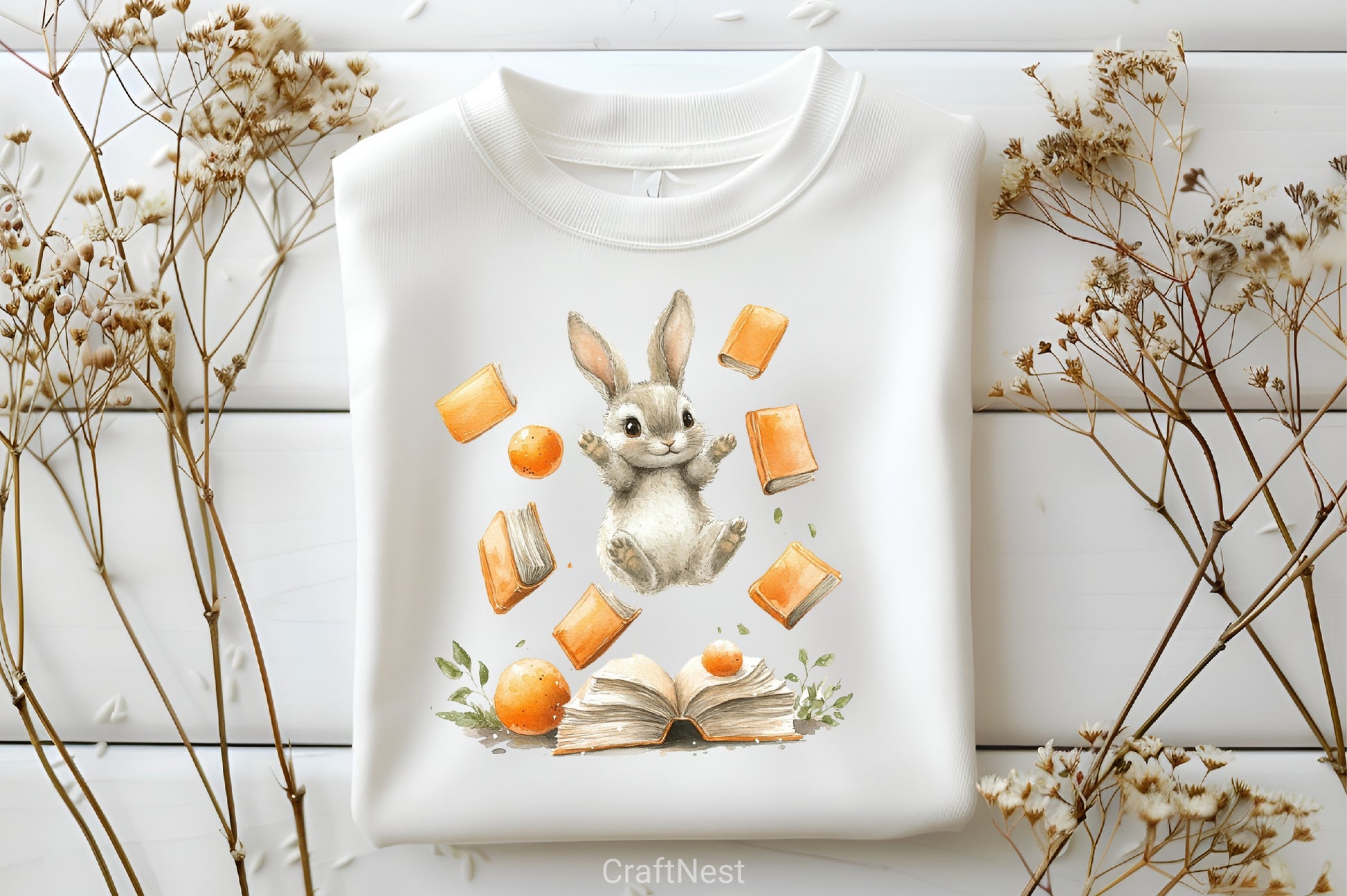 Bunny With Book Clipart Bundle 1 - CraftNest - Digital Crafting and Art