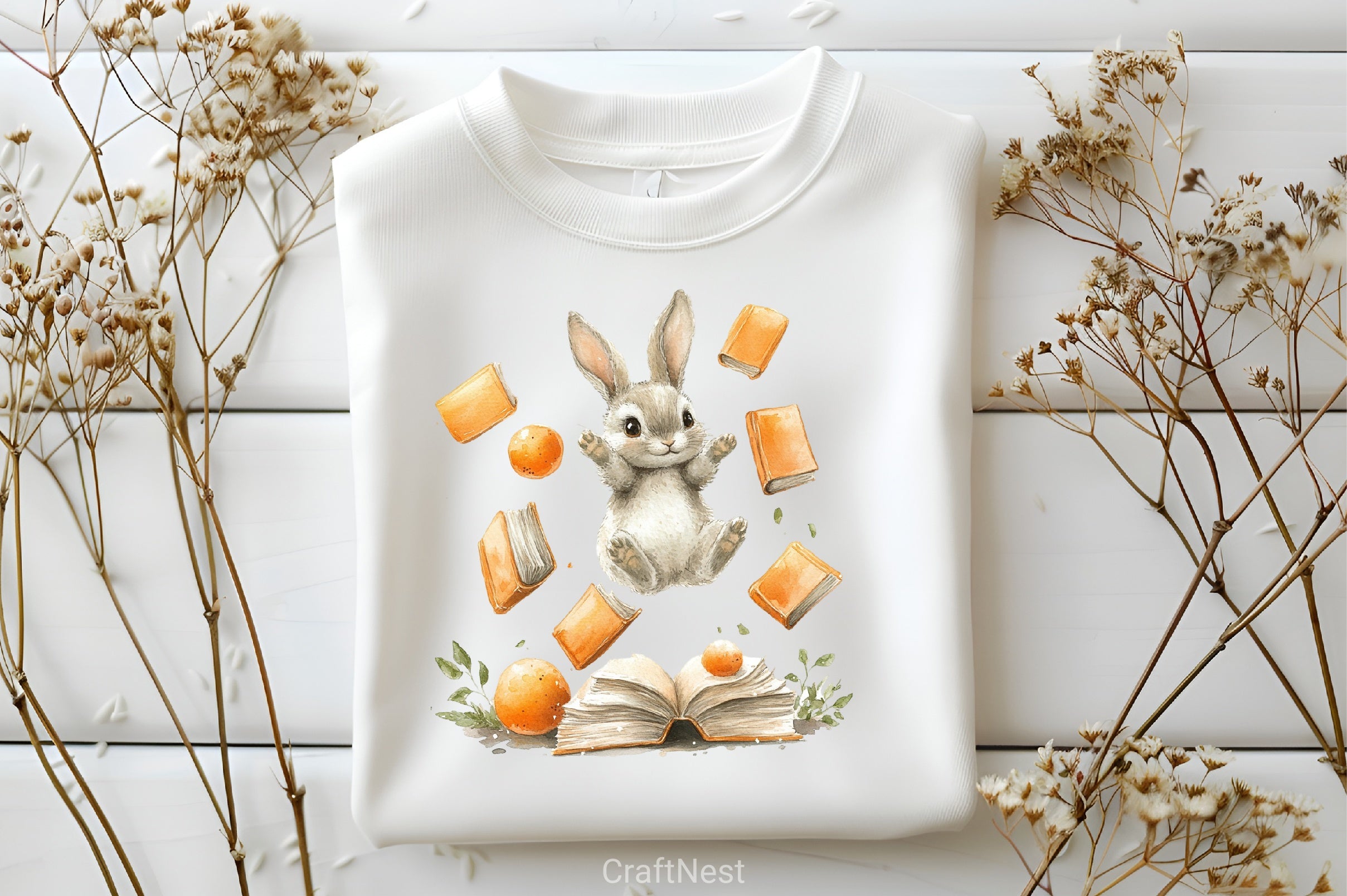 Bunny With Book Clipart Bundle 1 - CraftNest - Digital Crafting and Art