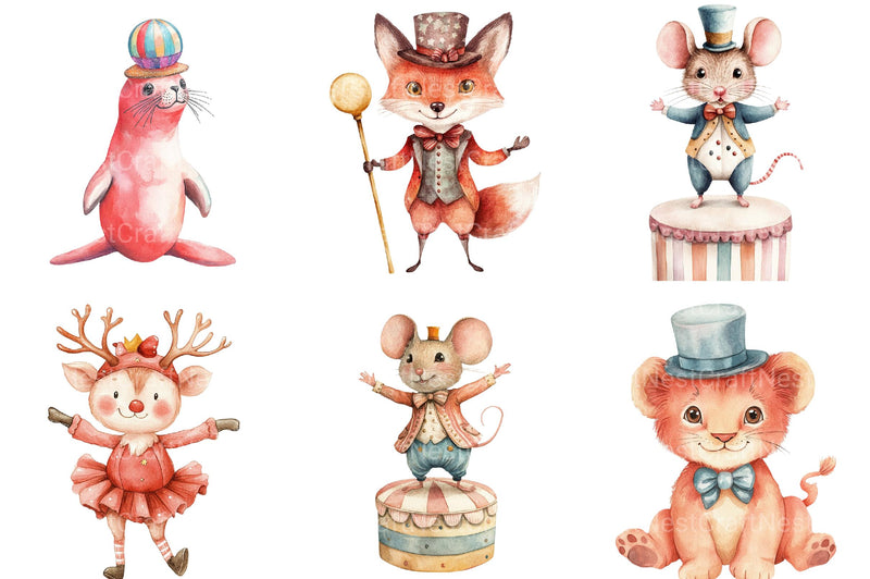 Vintage Circus Party Animal Clipart - CraftNest - Digital Crafting and Art