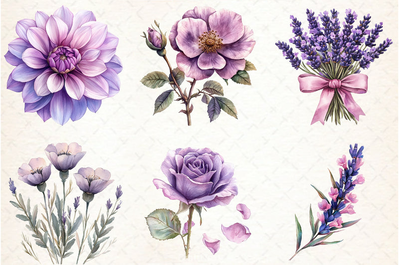 Lavender & Pink Flowers Clipart Bundle 2 - CraftNest - Digital Crafting and Art