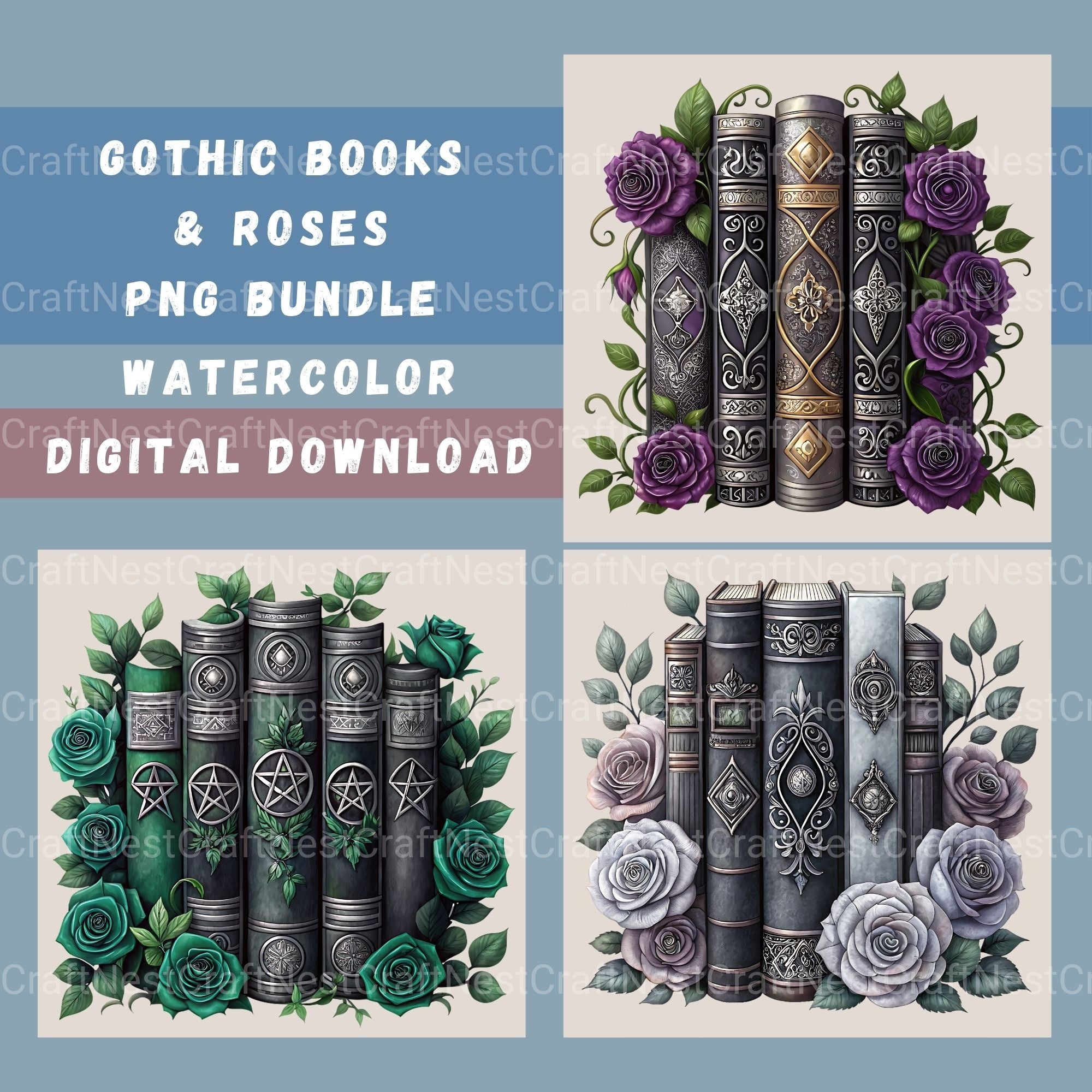 Gothic Books Clipart Bundle - CraftNest - Digital Crafting and Art