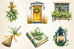 Yellow Green Autumn Cottage Clipart Bundle 2 - CraftNest - Digital Crafting and Art
