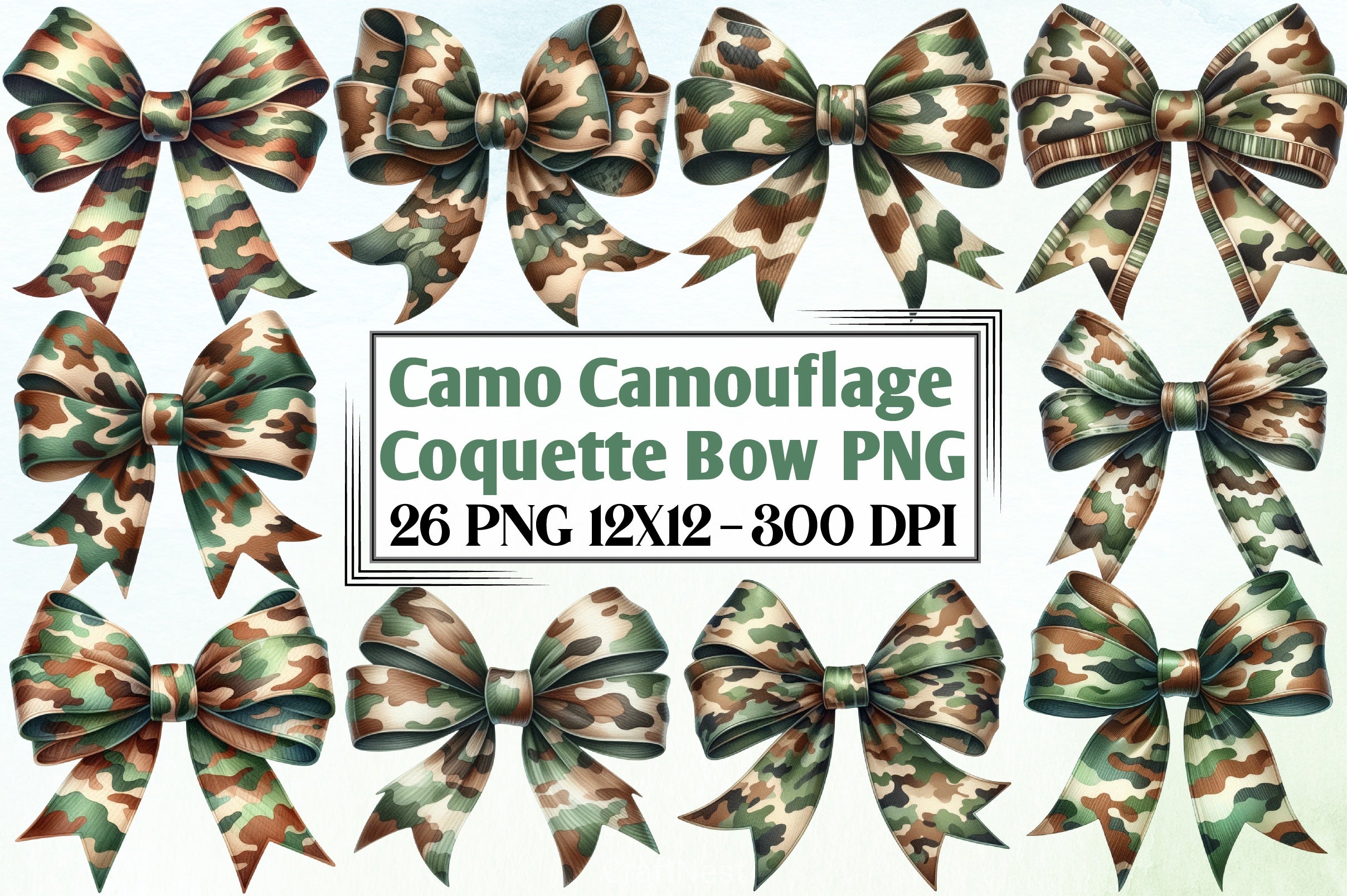 Camo Coquette Bow Clipart Bundle - CraftNest - Digital Crafting and Art
