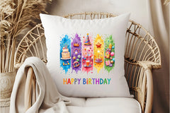 Happy Birthday Brushstroke Design Clipart Bundle - CraftNest - Digital Crafting and Art