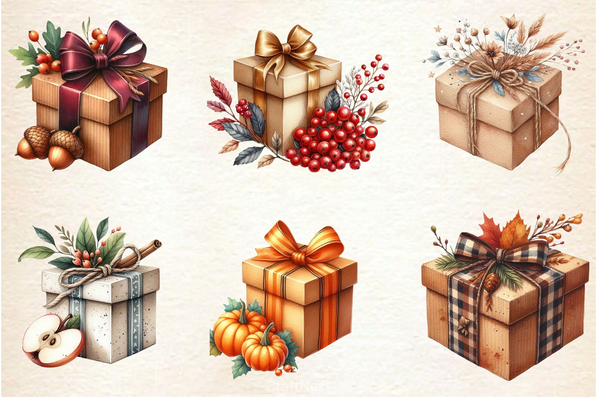 Autumn Gift Box Clipart Bundle - CraftNest - Digital Crafting and Art