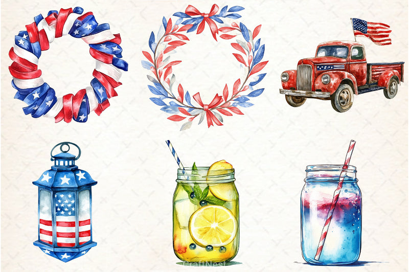 4th of July Independence Day Clipart Bundle 1 - CraftNest - Digital Crafting and Art