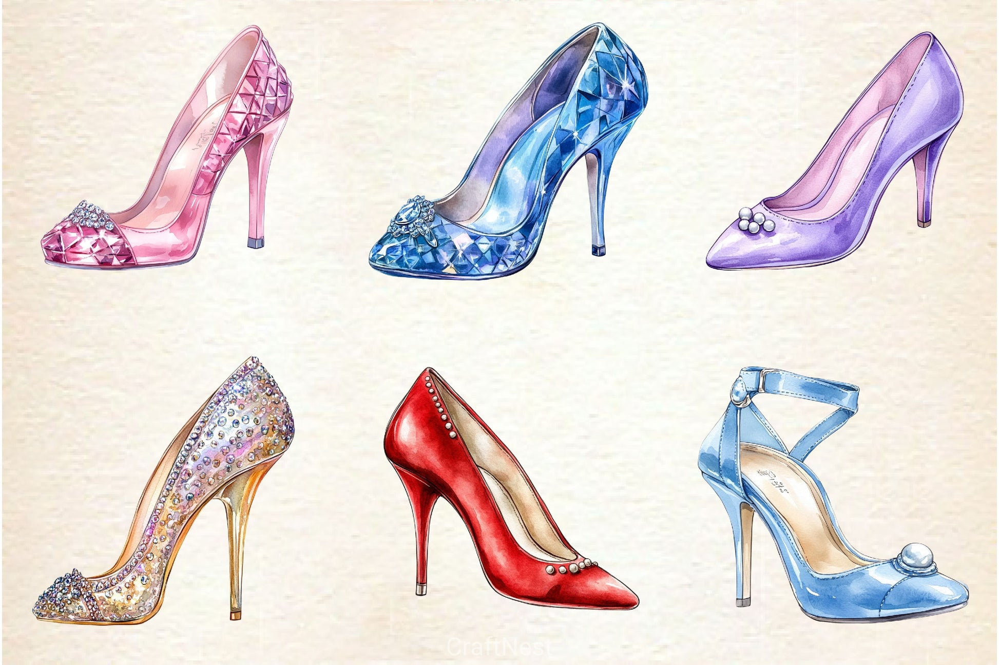 High Heels With Diamonds And Pearls Clipart Bundle - CraftNest - Digital Crafting and Art