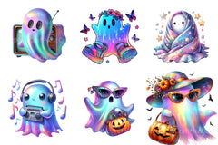 Retro Halloween Iridescent Ghost Clipart Bundle - CraftNest - Digital Crafting and Art