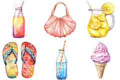 1950s Beach Day Clipart Bundle - CraftNest - Digital Crafting and Art