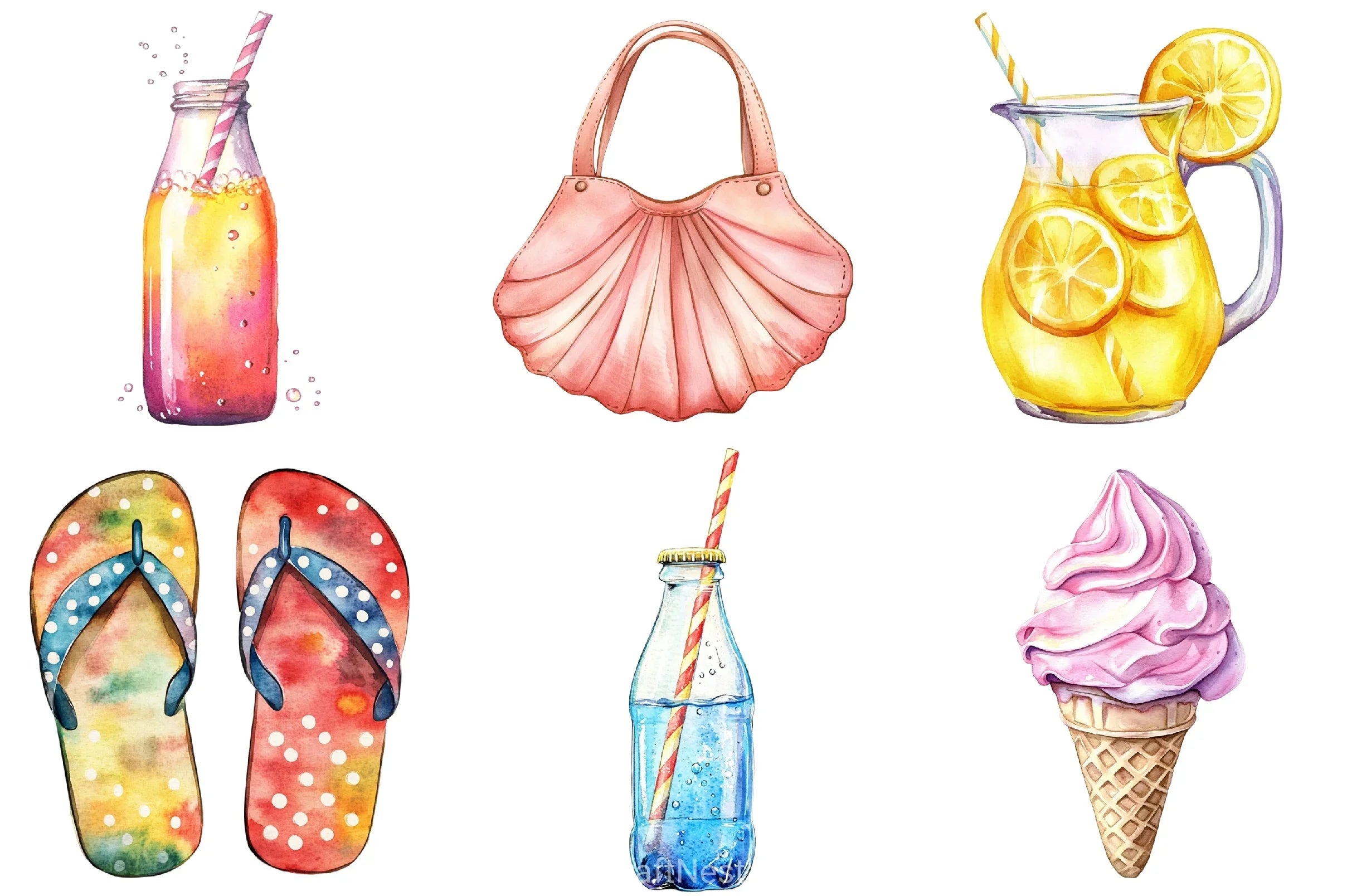 1950s Beach Day Clipart Bundle - CraftNest - Digital Crafting and Art