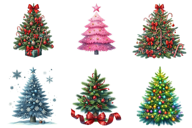 Christmas Tree Decorated Winter Clipart Bundle - CraftNest - Digital Crafting and Art