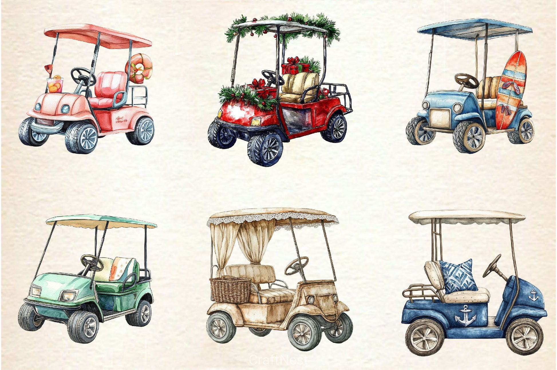Golf Cart Clipart Bundle - CraftNest - Digital Crafting and Art