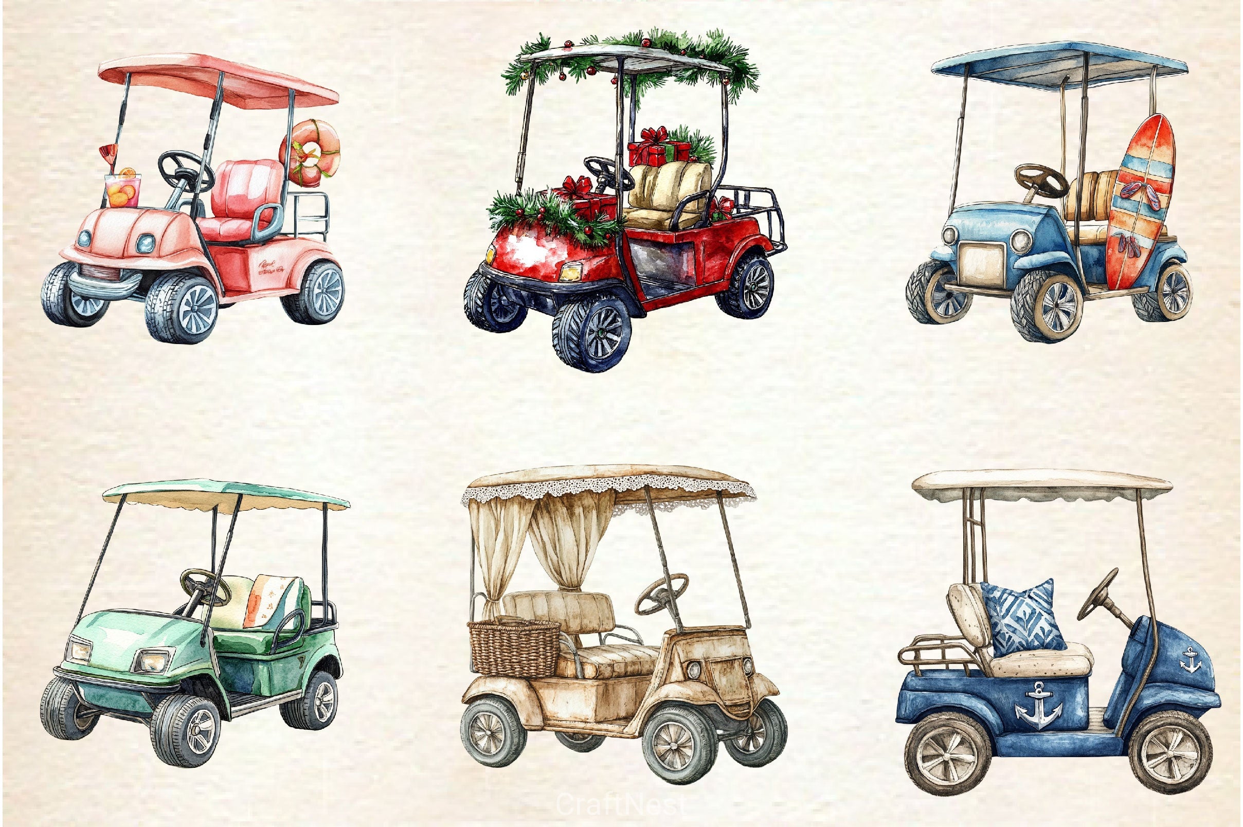 Golf Cart Clipart Bundle - CraftNest - Digital Crafting and Art