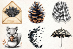 Black & White Autumn Clipart Bundle 3 - CraftNest - Digital Crafting and Art
