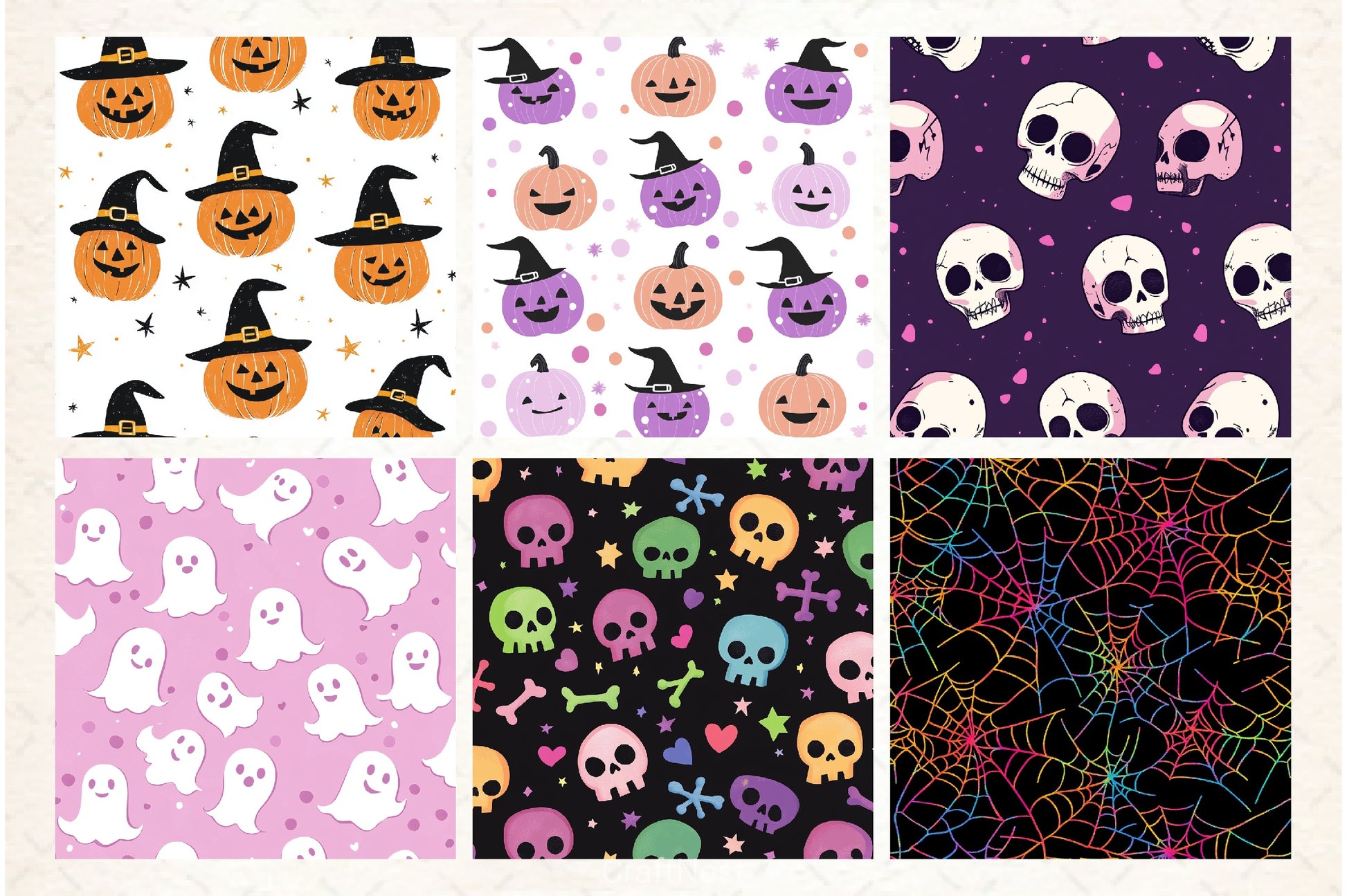 Happy Cute Halloween Seamless Pattern - CraftNest - Digital Crafting and Art