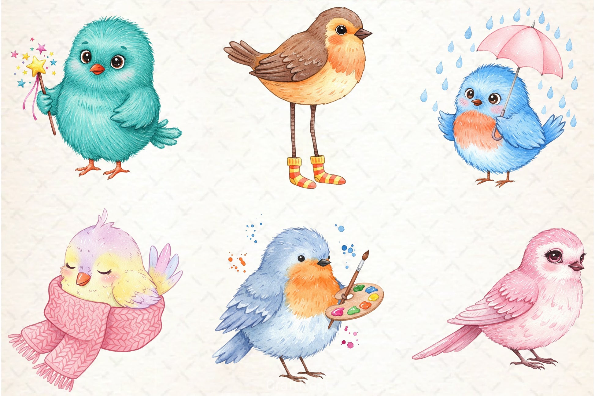 Whimsical Birds Clipart Bundle - CraftNest - Digital Crafting and Art