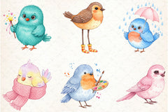 Whimsical Birds Clipart Bundle - CraftNest - Digital Crafting and Art